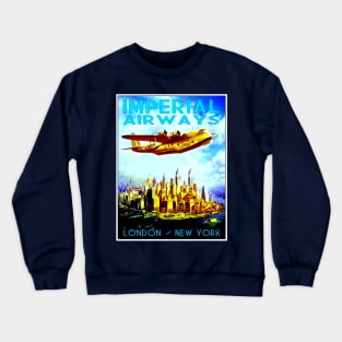 Imperial Airways Fly to London and New York Travel Print Crewneck Sweatshirt